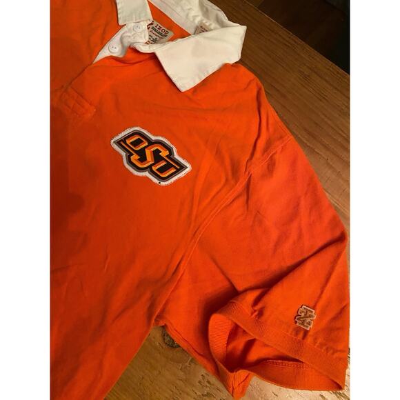 Vintage Izod Collegiate Oklahoma State Orange Polo White Short Sleeve Collar XL - Picture 2 of 13
